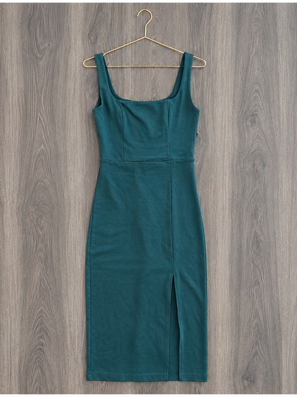 Socialite Teal Square Neck Midi Dress with Slit – Size Small